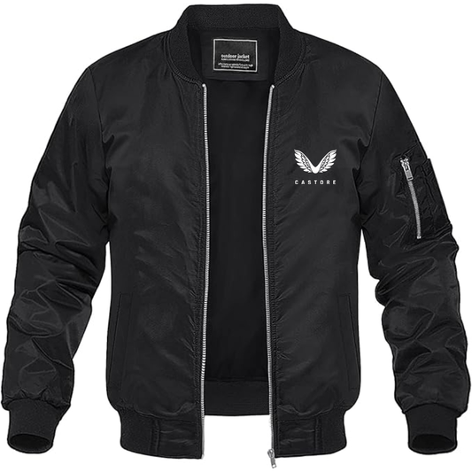Men's Castore Logo Lightweight Bomber Jacket Windbreaker Softshell Varsity Jacket Coat