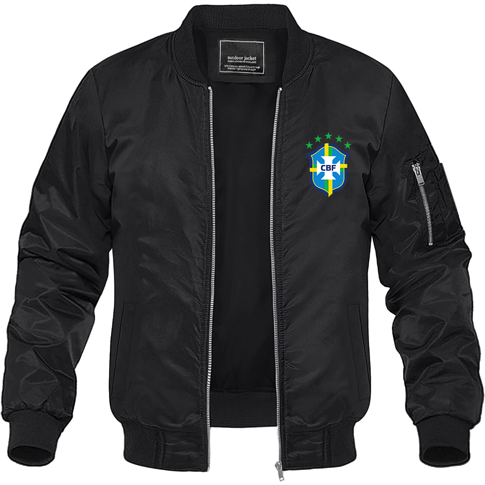 Men's Brazil National Soccer Team Lightweight Bomber Jacket - Black