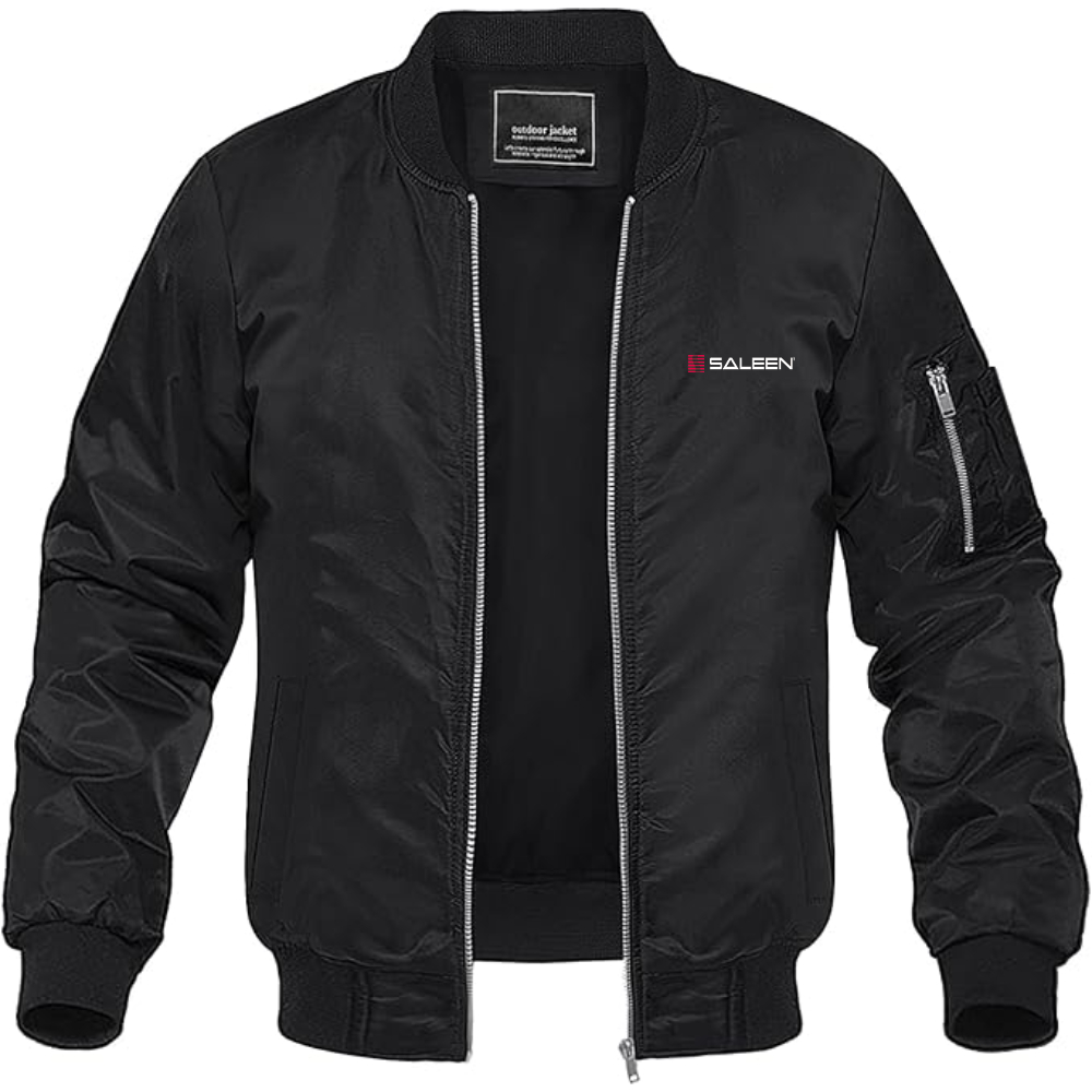 Men's Saleen Logo Lightweight Bomber Jacket Windbreaker Softshell Varsity Jacket Coat
