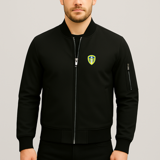 Men's Leeds United Football Club Lightweight Bomber Jacket - Black