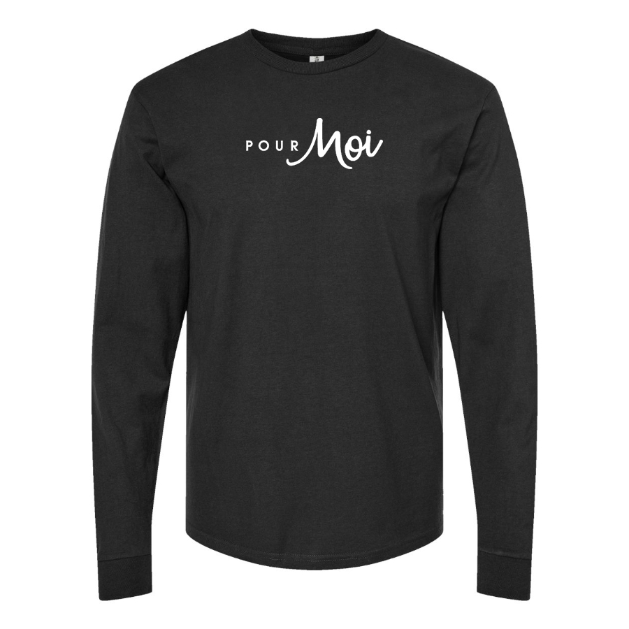 Men's  Pour Moi Logo  Cotton Long Sleeve T-Shirt