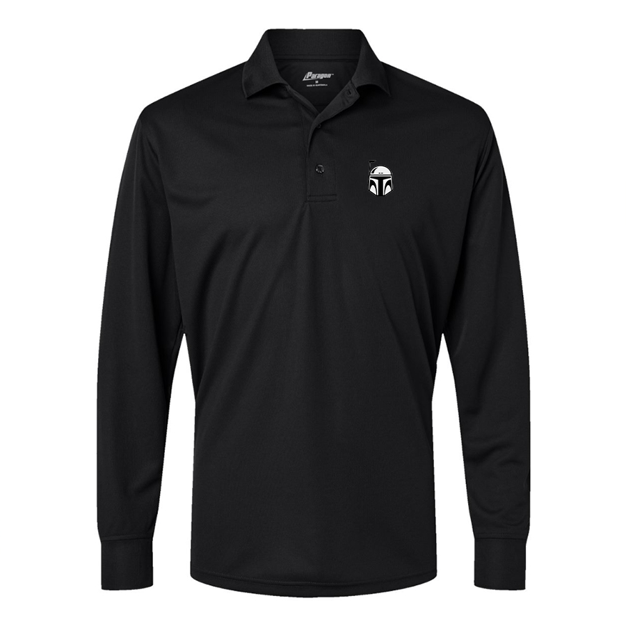 Men's Star Wars Boba Fett Helmet  Paragon Prescott Long Sleeve Polo