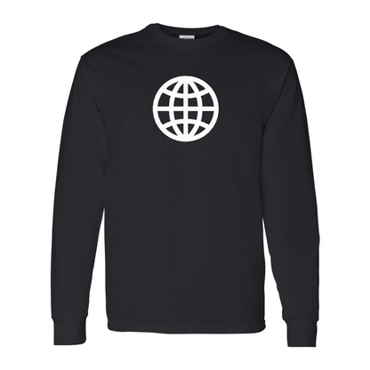 Men's  Internet Globe Gildan Heavy Cotton Long Sleeve T-Shirt