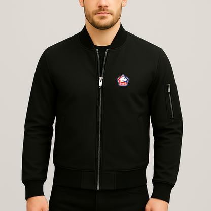 Men's Lille Olympique FC Lightweight Bomber Jacket - Black