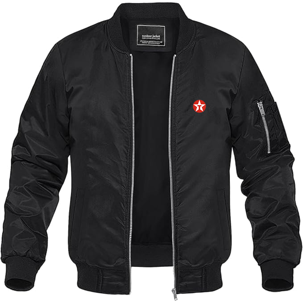 Men's Texaco Logo Lightweight Bomber Jacket Windbreaker Softshell Varsity Jacket Coat