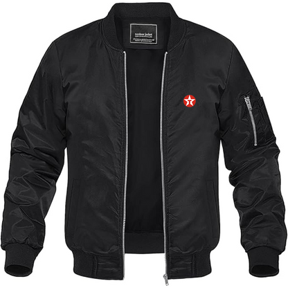 Men's Texaco Logo Lightweight Bomber Jacket Windbreaker Softshell Varsity Jacket Coat
