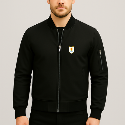 Men's Uruguay National Soccer Team Lightweight Bomber Jacket - Black