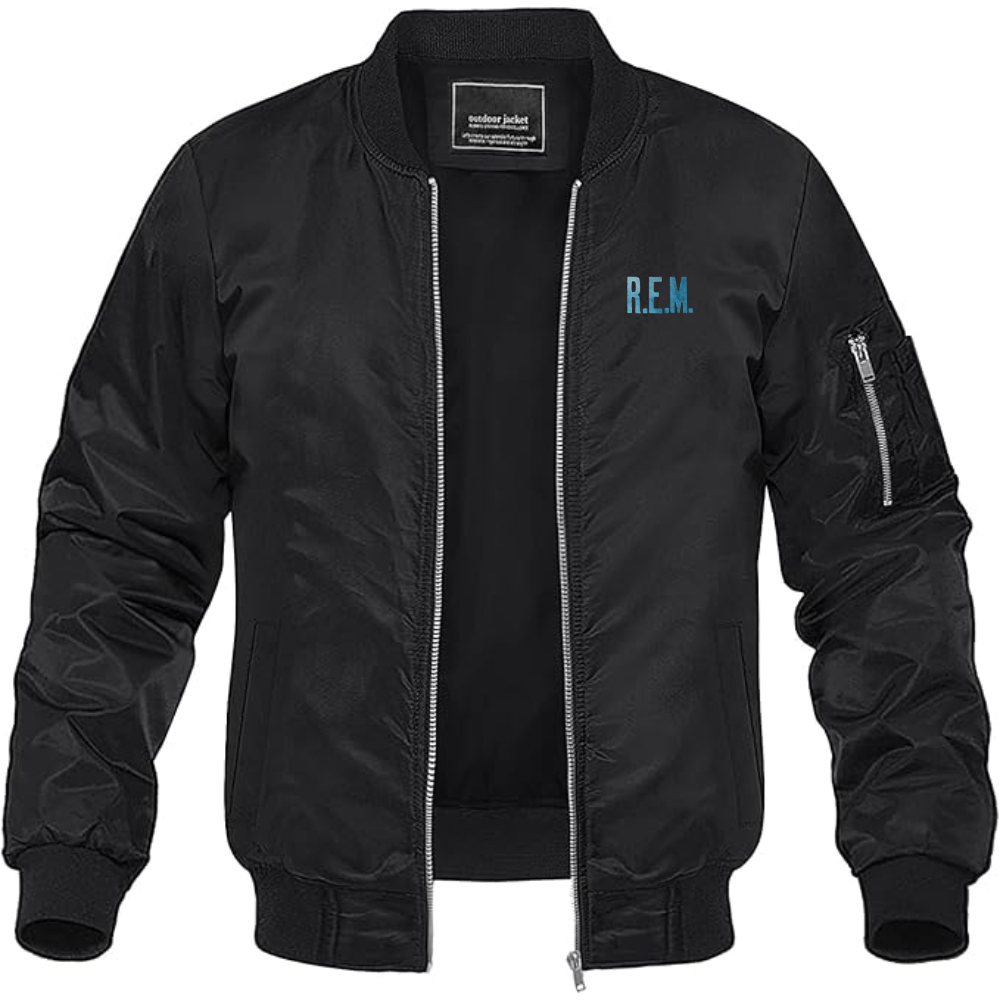 Men's R.E.M. Blue  Lightweight Bomber Jacket Windbreaker Softshell Varsity Jacket Coat