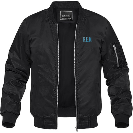 Men's R.E.M. Blue  Lightweight Bomber Jacket Windbreaker Softshell Varsity Jacket Coat