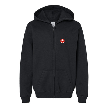 Gildan Heavy Blend Youth Texaco Logo Full Zip Hooded Sweatshirt