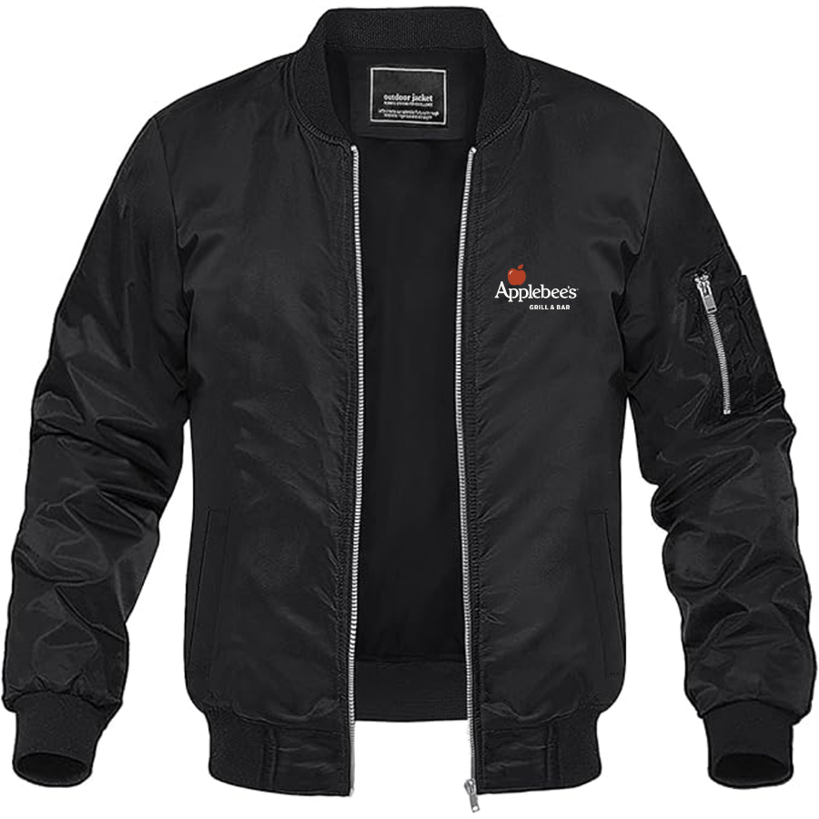 Men's Applebees Logo Lightweight Bomber Jacket Windbreaker Softshell Varsity Jacket Coat