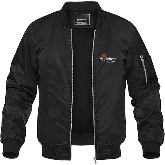 Men's Applebees Logo Lightweight Bomber Jacket Windbreaker Softshell Varsity Jacket Coat