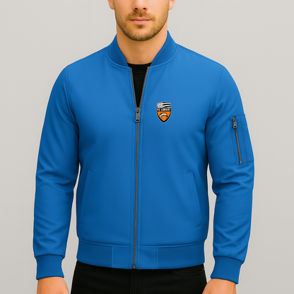 Men's FC Lorient Soccer Logo Lightweight Bomber Jacket Windbreaker Softshell Varsity Jacket Coat