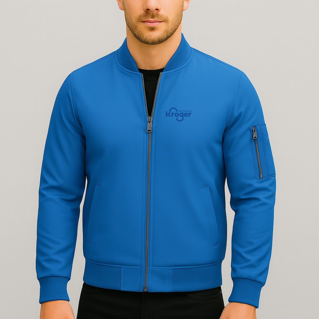 Men's Kroger Logo Lightweight Bomber Jacket Windbreaker Softshell Varsity Jacket Coat