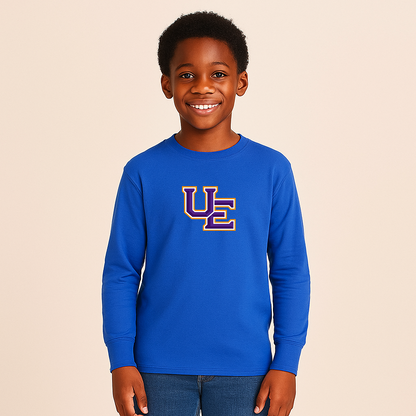 Youth Evansville Purple Aces Logo Cotton Long Sleeve T-Shirt