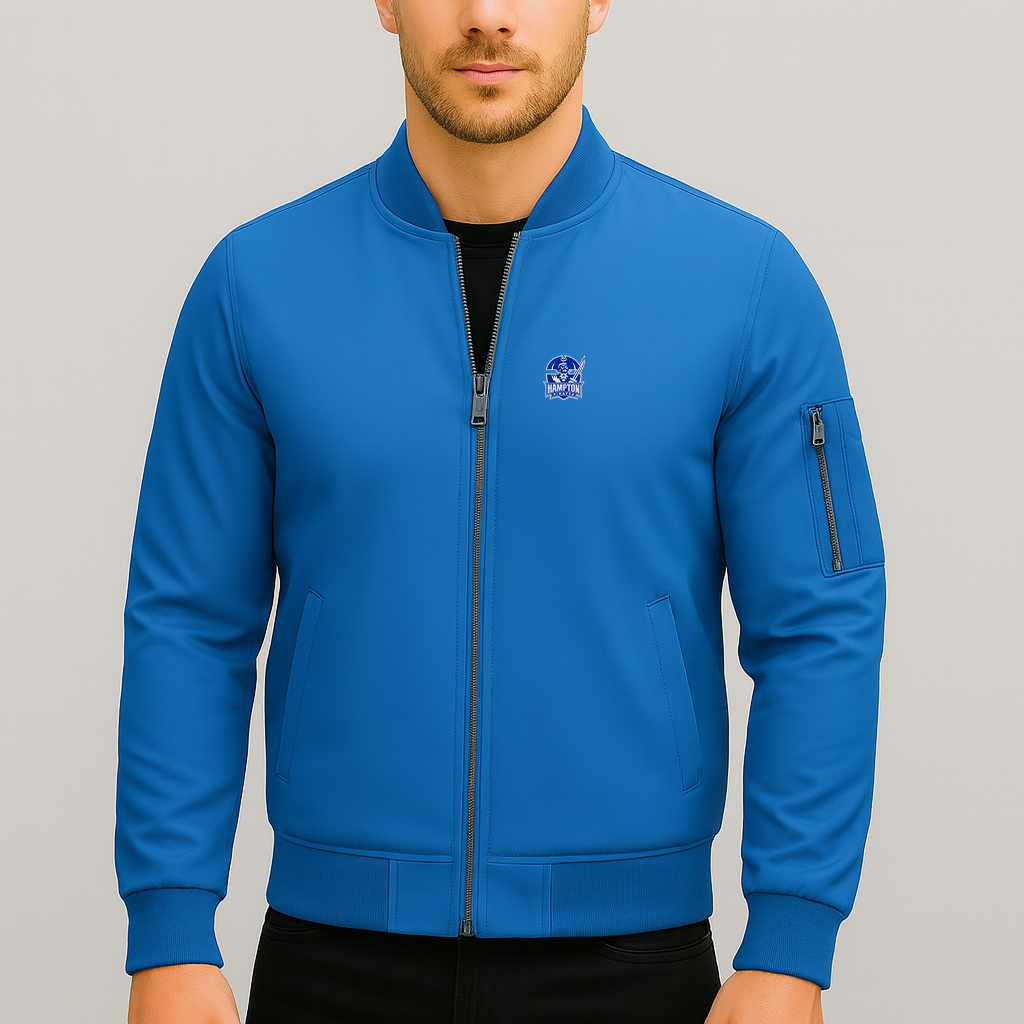 Men's Hampton Pirate Logo Lightweight Bomber Jacket Windbreaker Softshell Varsity Jacket Coat