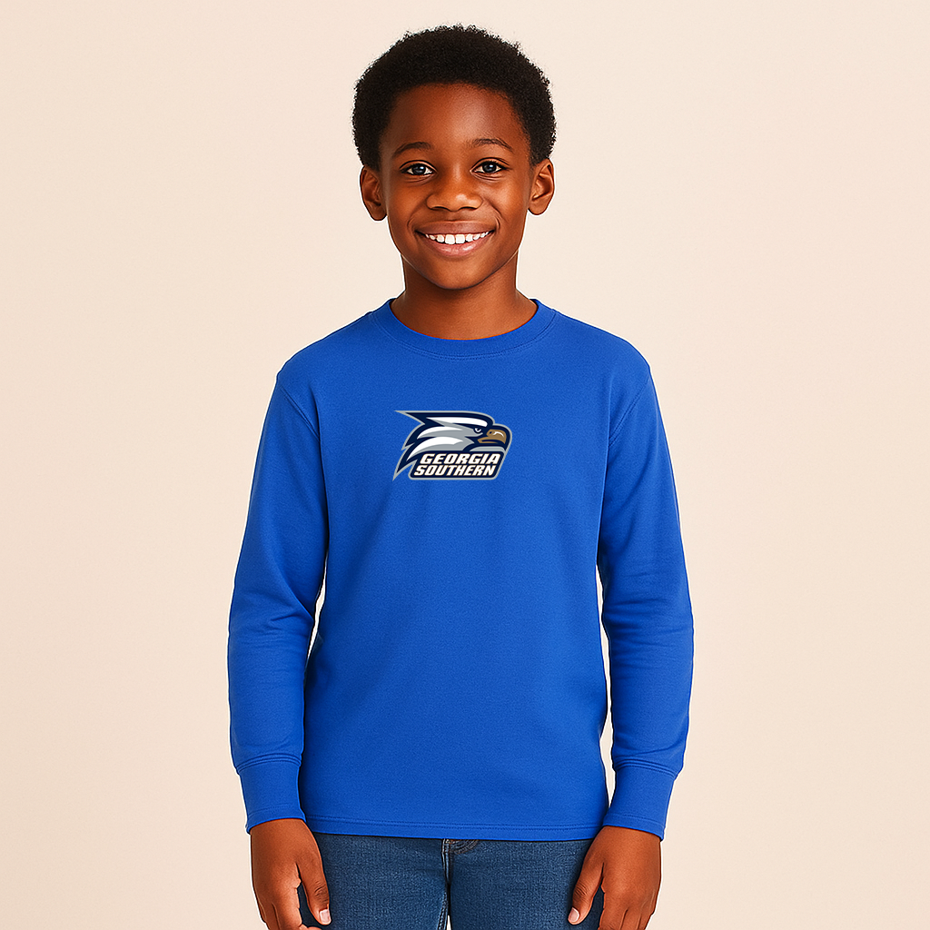 Youth Georgia Southern Eagles Logo Cotton Long Sleeve T-Shirt