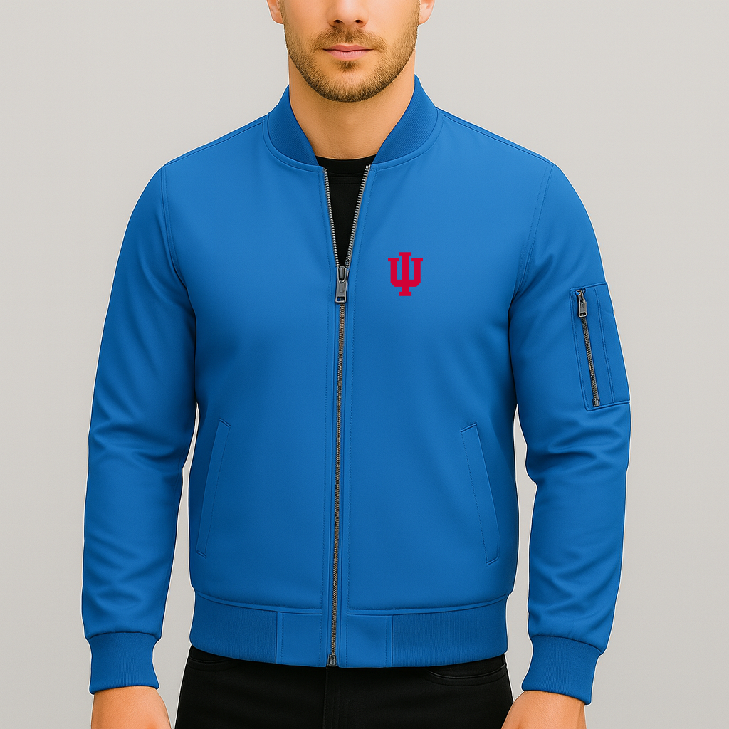 Men's Indiana Hoosiers Logo Lightweight Bomber Jacket Windbreaker Softshell Varsity Jacket Coat