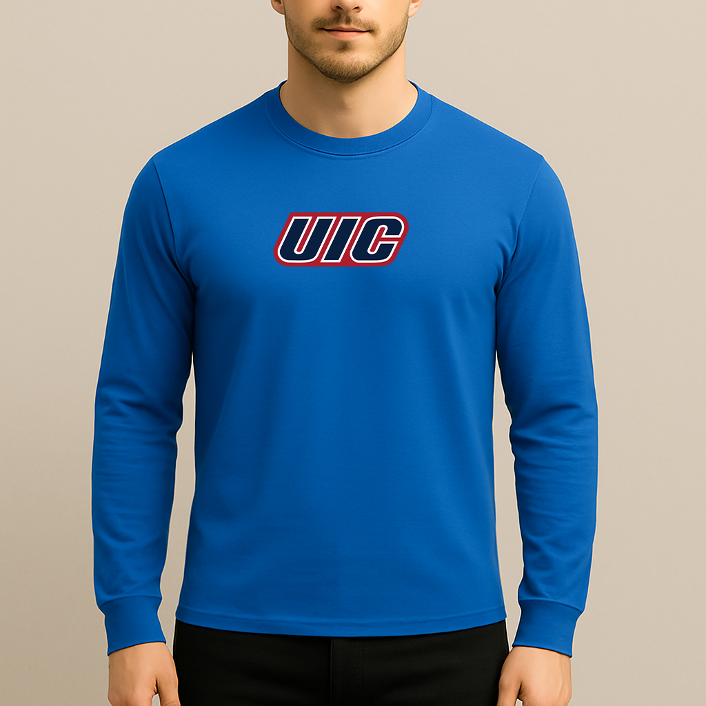 Men's Illinois Chicago Flames Logo Long Sleeve T-Shirt