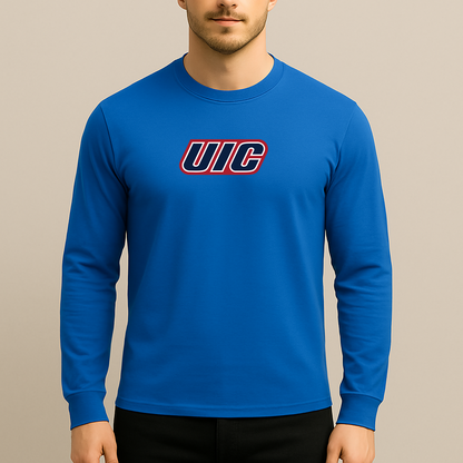 Men's Illinois Chicago Flames Logo Long Sleeve T-Shirt
