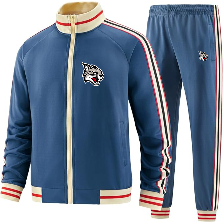 Men's Davidson Wildcats  Two Piece Designer Tracksuit with Bold Striped Accents and Zippered Front Elevated Athletic