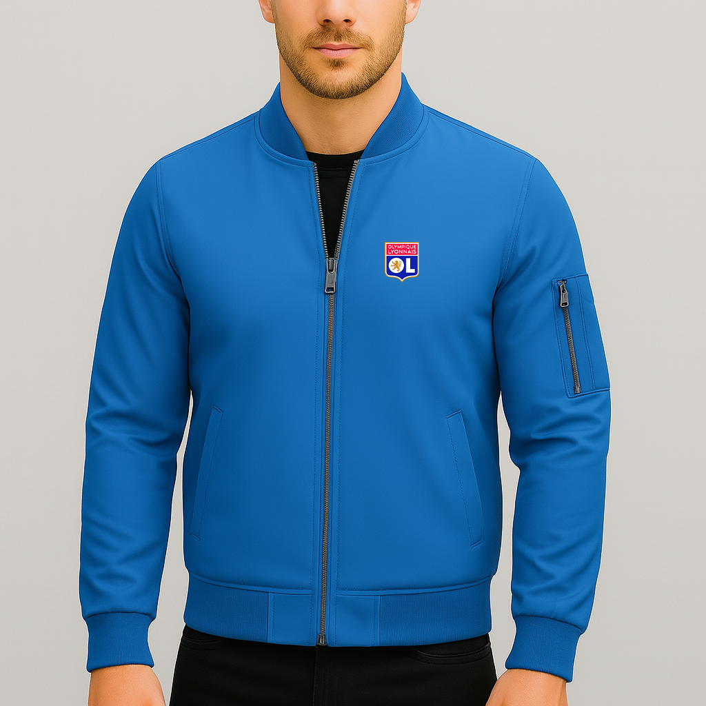 Men's Olympique Lyonnais FC Lightweight Bomber Jacket - Blue