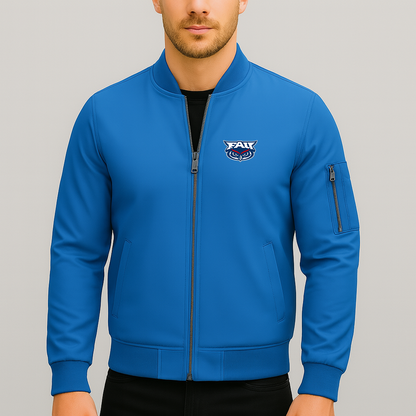 Men's Florida Atlantic Owls Logo Lightweight Bomber Jacket Windbreaker Softshell Varsity Jacket Coat