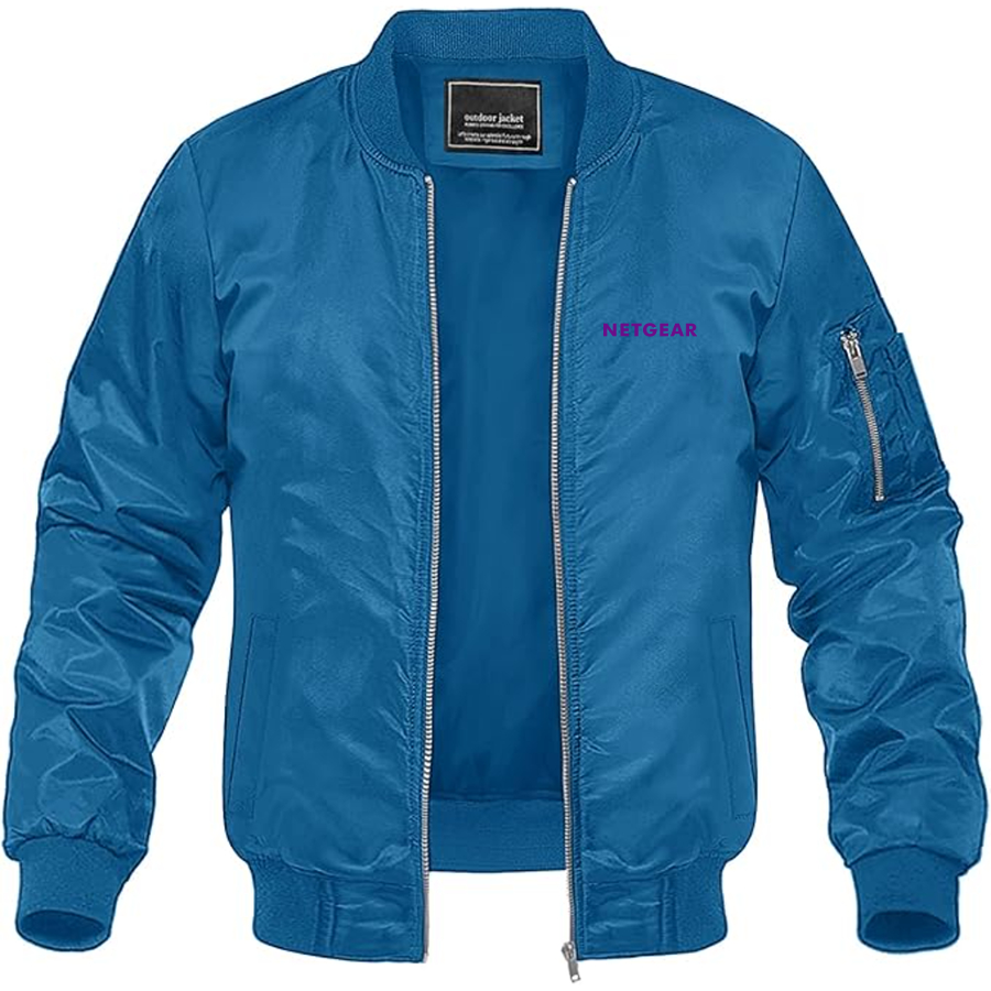 Men's Netgear Logo Lightweight Bomber Jacket Windbreaker Softshell Varsity Jacket Coat
