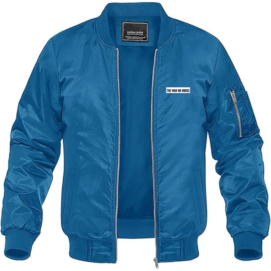 Men's The War on Drugs Logo Lightweight Bomber Jacket Windbreaker Softshell Varsity Jacket Coat