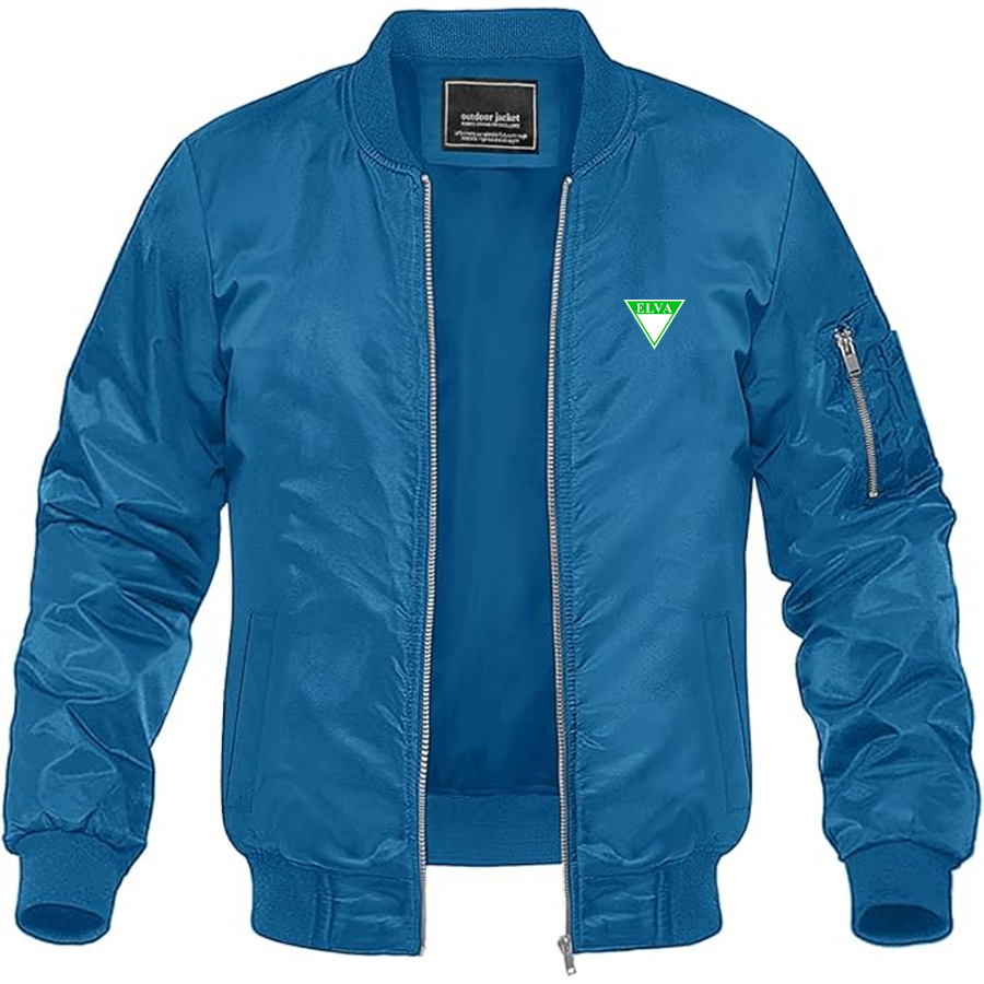 Men's Elva Logo Lightweight Bomber Jacket Windbreaker Softshell Varsity Jacket Coat
