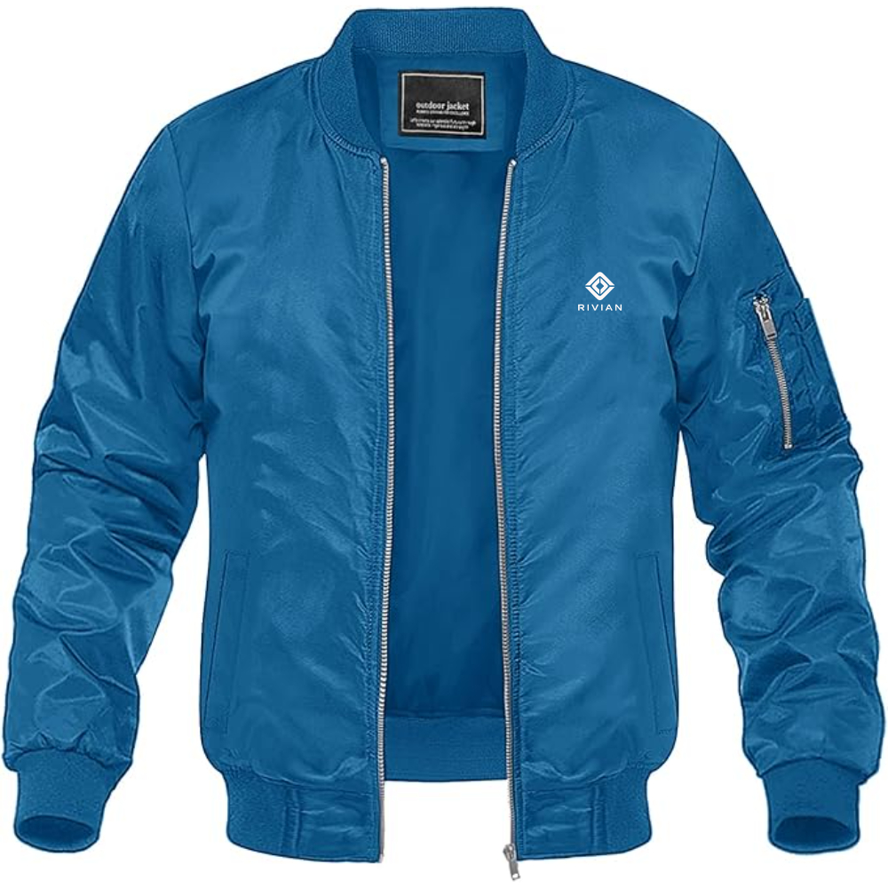 Men’s Rivian Logo Lightweight Bomber Jacket Windbreaker Softshell Varsity Jacket Coat