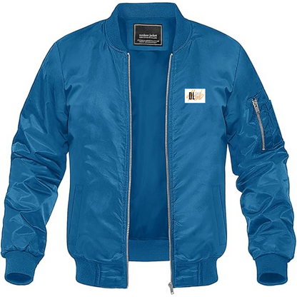 Men's DLSB Logo Lightweight Bomber Jacket Windbreaker Softshell Varsity Jacket Coat