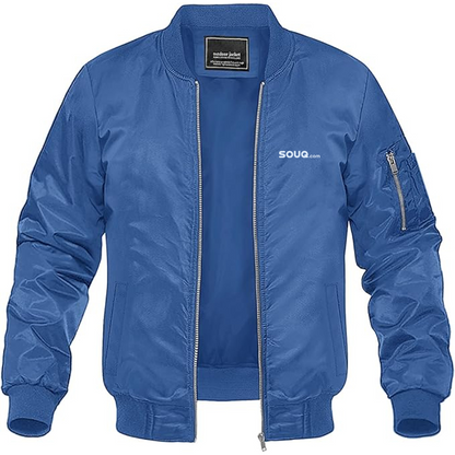 Men's Souq.com Logo Lightweight Bomber Jacket Windbreaker Softshell Varsity Jacket Coat