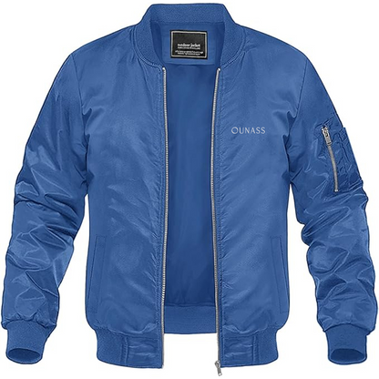 Men's Ounass Logo Lightweight Bomber Jacket Windbreaker Softshell Varsity Jacket Coat