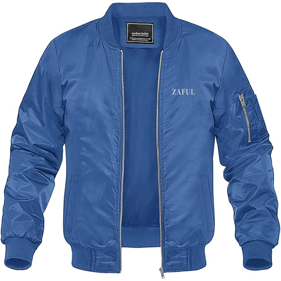 Men's Zaful Logo Lightweight Bomber Jacket Windbreaker Softshell Varsity Jacket Coat
