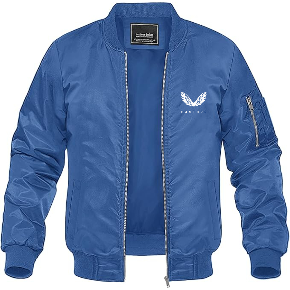 Men's Castore Logo Lightweight Bomber Jacket Windbreaker Softshell Varsity Jacket Coat