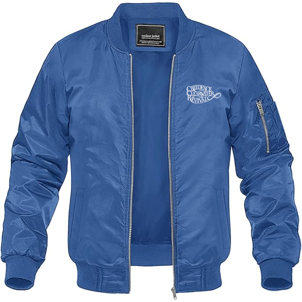 Men's Creedence Clearwater Revival Logo Lightweight Bomber Jacket Windbreaker Softshell Varsity Jacket Coat