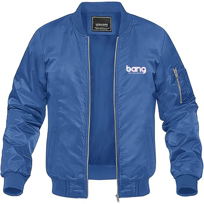 Men's Bang Energy Logo Lightweight Bomber Jacket Windbreaker Softshell Varsity Jacket Coat