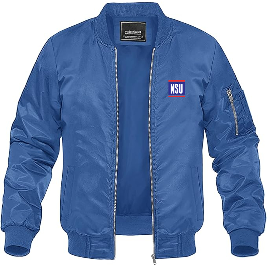 Men's NSU Logo Lightweight Bomber Jacket Windbreaker Softshell Varsity Jacket Coat