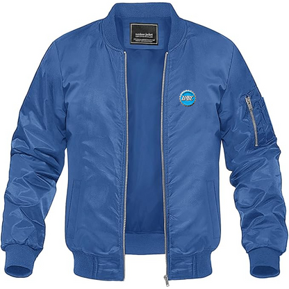 Men's Wit Beverage Company Logo Lightweight Bomber Jacket Windbreaker Softshell Varsity Jacket Coat
