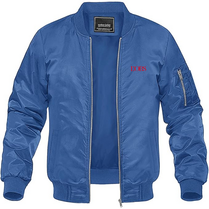 Men's L'OBS Logo Lightweight Bomber Jacket Windbreaker Softshell Varsity Jacket Coat