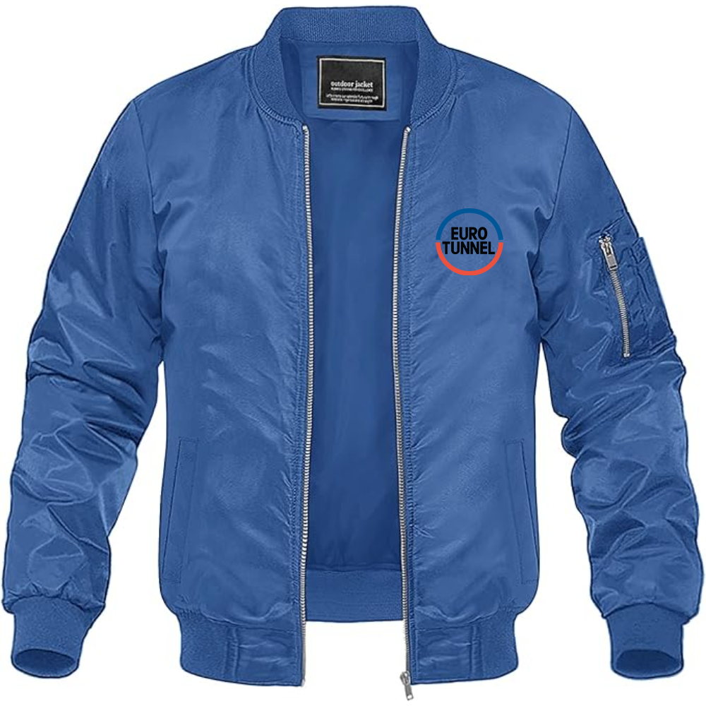 Men's  Eurotunnel   Logo Lightweight Bomber Jacket Windbreaker Softshell Varsity Jacket Coat