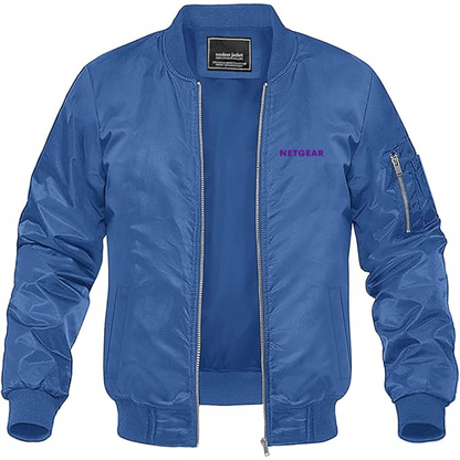 Men's Netgear Logo Lightweight Bomber Jacket Windbreaker Softshell Varsity Jacket Coat