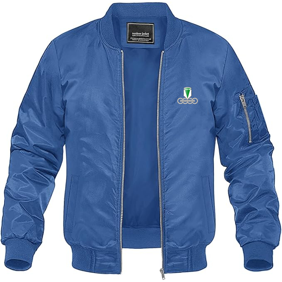 Men's DKW Logo Lightweight Bomber Jacket Windbreaker Softshell Varsity Jacket Coat