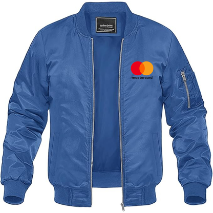 Men's  Mastercard Logo Lightweight Bomber Jacket Windbreaker Softshell Varsity Jacket Coat