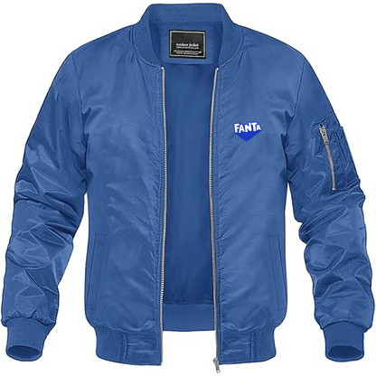 Men's Fanta Logo Lightweight Bomber Jacket Windbreaker Softshell Varsity Jacket Coat