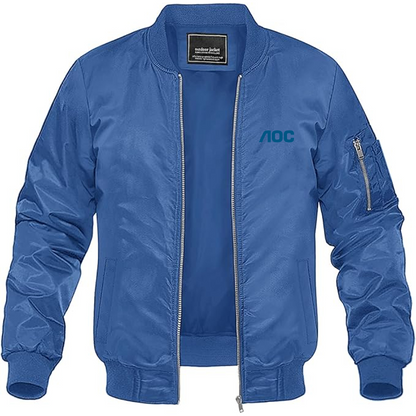 Men's AOC Logo Lightweight Bomber Jacket Windbreaker Softshell Varsity Jacket Coat