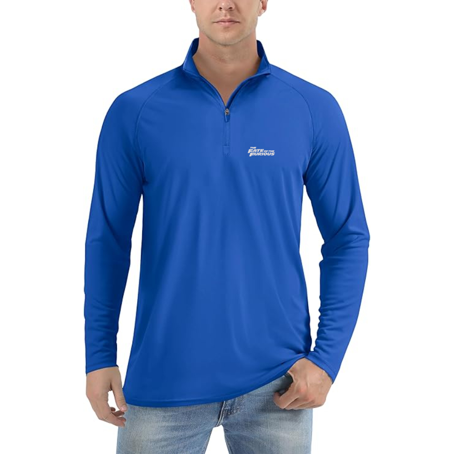 Men's The Fate Of the Furious Logo Lightweight Quarter-Zip Athletic Shirt Long Sleeve Performance Wear