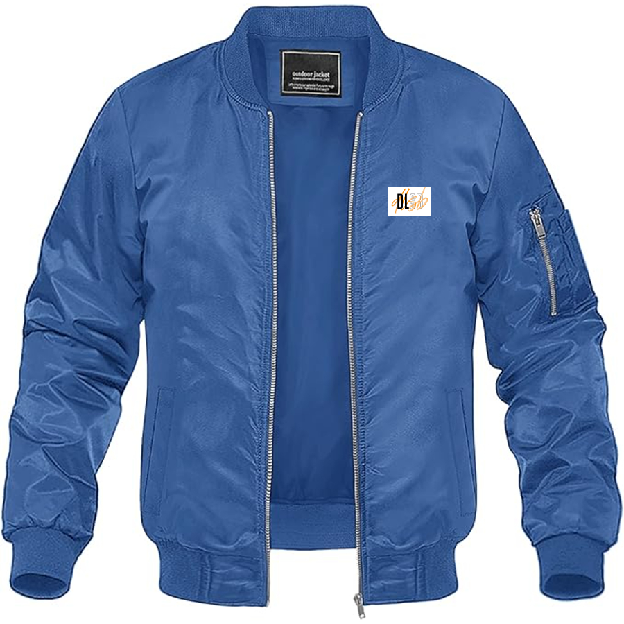 Men's DLSB Logo Lightweight Bomber Jacket Windbreaker Softshell Varsity Jacket Coat