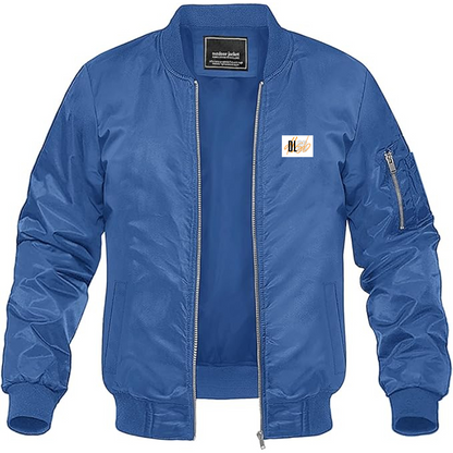 Men's DLSB Logo Lightweight Bomber Jacket Windbreaker Softshell Varsity Jacket Coat